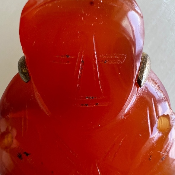 Vintage Asian Carnelian Buddha Pendant | 1930s–50s | Sterling Silver Bezel - Picture 5 of 16